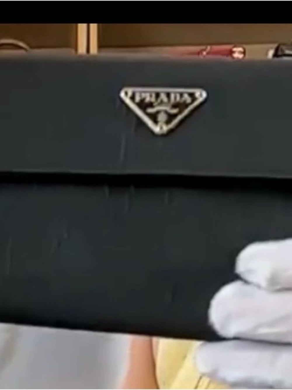 Prada Black Nylon Flap Wallet with Triangular Logo